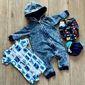 7 for all mankind Denim Blue Hooded One Piece plus extra
